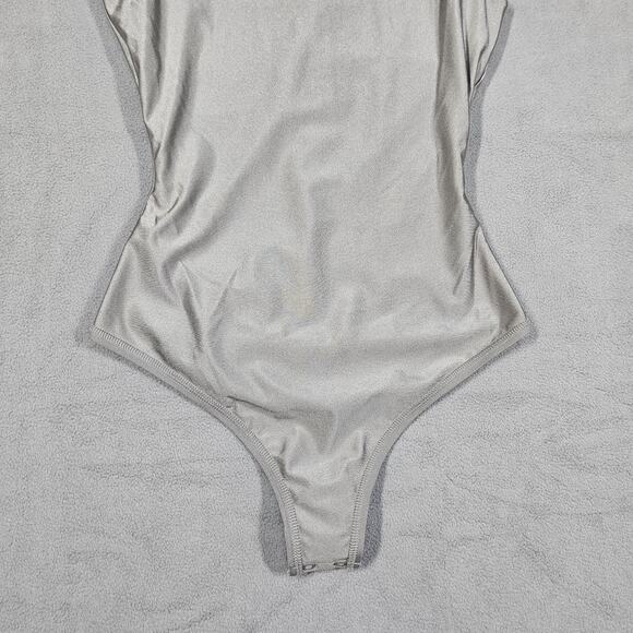 Skims Disco Sleeveless Bodysuit Size S Mock Neck Zipper Back Stretch Casual Top - Picture 3 of 14